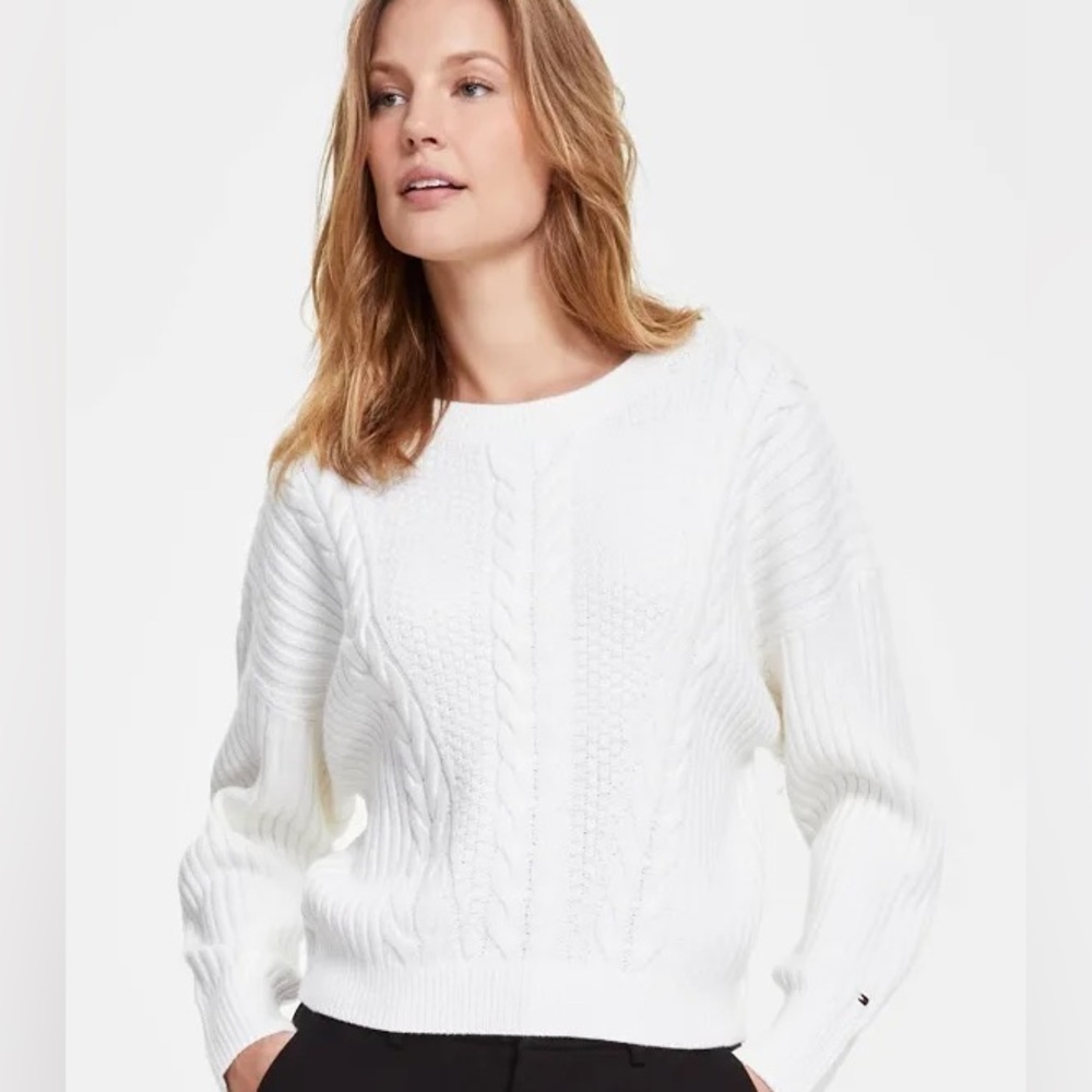 TOMMY HILFIGER WOMENS RIBBED CABLE-KNIT SWEATER NEW